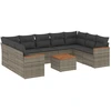 Image de vidaXL Ensemble de salon de jardin 10 pièces avec coussins Gris Poly Rattan