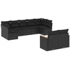 Image de vidaXL Ensemble de salon de jardin 9 pièces avec coussins noir poly rotin