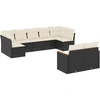 Image de vidaXL Ensemble de salon de jardin 9 pièces avec coussins noir poly rotin