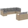Image de vidaXL Ensemble de salon de jardin 9 pièces avec coussins beige Poly rotin