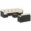 Image de vidaXL Ensemble de 10 canapés de jardin avec coussins noir poly rotin