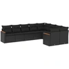 Image de vidaXL Ensemble de salon de jardin 9 pièces avec coussins noir poly rotin