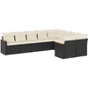 Image de vidaXL Ensemble de salon de jardin 9 pièces avec coussins noir poly rotin