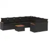 Image de vidaXL Ensemble de 10 canapés de jardin avec coussins noir poly rotin