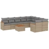 Image de vidaXL Ensemble de salon de jardin 10 pièces avec coussins Beige Poly Rattan