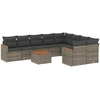 Image de vidaXL Ensemble de salon de jardin 10 pièces avec coussins Gris Poly Rattan