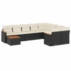 Image de vidaXL Ensemble de 10 canapés de jardin avec coussins noir poly rotin
