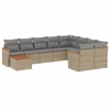 Image de vidaXL Ensemble de salon de jardin 10 pièces avec coussins Beige Poly Rattan