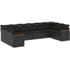 Image de vidaXL Ensemble de 10 canapés de jardin avec coussins noir poly rotin