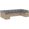 Image de vidaXL Ensemble de salon de jardin 10 pièces avec coussins Beige Poly Rattan