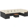 Image de vidaXL Ensemble de salon de jardin 11 pièces avec coussins noir poly rotin