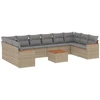 Image de vidaXL Ensemble de salon de jardin 11 pièces avec coussins Beige Poly Rattan