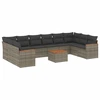 Image de vidaXL Ensemble de salon de jardin 11 pièces avec coussins Gris Poly rotin