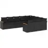 Image de vidaXL Ensemble de 10 canapés de jardin avec coussins noir poly rotin