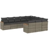 Image de vidaXL Ensemble de salon de jardin 10 pièces avec coussins Gris Poly Rattan