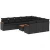 Image de vidaXL Ensemble de salon de jardin 11 pièces avec coussins noir poly rotin