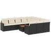 Image de vidaXL Ensemble de salon de jardin 11 pièces avec coussins noir poly rotin