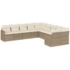 Image de vidaXL Ensemble de salon de jardin 10 pièces avec coussins Beige Poly Rattan