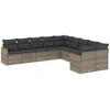 Image de vidaXL Ensemble de salon de jardin 10 pièces avec coussins Gris Poly Rattan