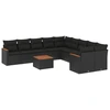 Image de vidaXL Ensemble de salon de jardin 11 pièces avec coussins noir poly rotin