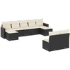 Image de vidaXL Ensemble de salon de jardin 9 pièces avec coussins noir poly rotin