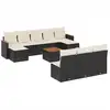 Image de vidaXL Ensemble de salon de jardin 11 pièces avec coussins noir poly rotin