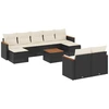 Image de vidaXL Ensemble de 10 canapés de jardin avec coussins noir poly rotin