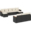 Image de vidaXL Ensemble de 10 canapés de jardin avec coussins noir poly rotin