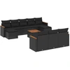 Image de vidaXL Ensemble de salon de jardin 11 pièces avec coussins noir poly rotin