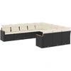 Image de vidaXL Ensemble de salon de jardin 11 pièces avec coussins noir poly rotin