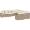 Image de vidaXL Ensemble de salon de jardin 11 pièces avec coussins Beige Poly Rattan