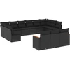 Image de vidaXL Ensemble de 13 canapés de jardin avec coussins noir poly rotin