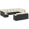 Image de vidaXL Ensemble de 13 canapés de jardin avec coussins noir poly rotin