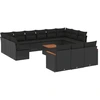 Image de vidaXL Ensemble de salon de jardin 14 pièces avec coussins noir Poly rotin