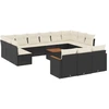 Image de vidaXL Ensemble de salon de jardin 14 pièces avec coussins noir Poly rotin