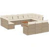 Image de vidaXL Ensemble de salon de jardin 14 pièces avec coussins Beige Poly Rattan