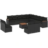 Image de vidaXL Ensemble de salon de jardin 14 pièces avec coussins noir Poly rotin