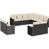 Image de vidaXL Ensemble de salon de jardin 11 pièces avec coussins noir poly rotin