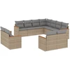 Image de vidaXL Ensemble de salon de jardin 11 pièces avec coussins Beige Poly Rattan