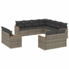 Image de vidaXL Ensemble de salon de jardin 11 pièces avec coussins Gris Poly rotin