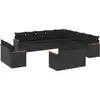 Image de vidaXL Ensemble de 13 canapés de jardin avec coussins noir poly rotin