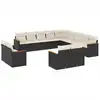 Image de vidaXL Ensemble de 13 canapés de jardin avec coussins noir poly rotin