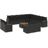 Image de vidaXL Ensemble de salon de jardin 14 pièces avec coussins noir Poly rotin