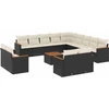 Image de vidaXL Ensemble de salon de jardin 14 pièces avec coussins noir Poly rotin