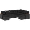 Image de vidaXL Ensemble de salon de jardin 9 pièces avec coussins noir poly rotin