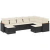 Image de vidaXL Ensemble de salon de jardin 9 pièces avec coussins noir poly rotin
