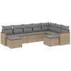 Image de vidaXL Ensemble de salon de jardin 9 pièces avec coussins beige Poly rotin