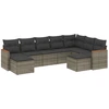 Image de vidaXL Ensemble de salon de jardin 9 pièces avec coussins Gris Poly rotin