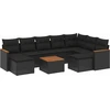 Image de vidaXL Ensemble de 10 canapés de jardin avec coussins noir poly rotin