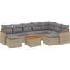 Image de vidaXL Ensemble de salon de jardin 10 pièces avec coussins Beige Poly Rattan